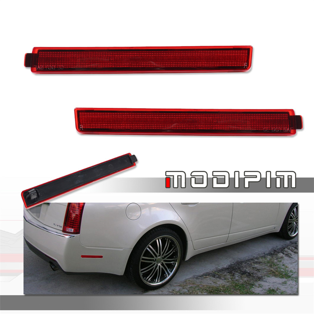 Signal Flare Kit - ไฟเลี้ยวด้านข้างสำหรับ bemper belakang เลนส์สีควันบุหรี่/สีแดงไฟที่จอดรถไฟสะท้อนแสงสำหรับ Cadillac CTS