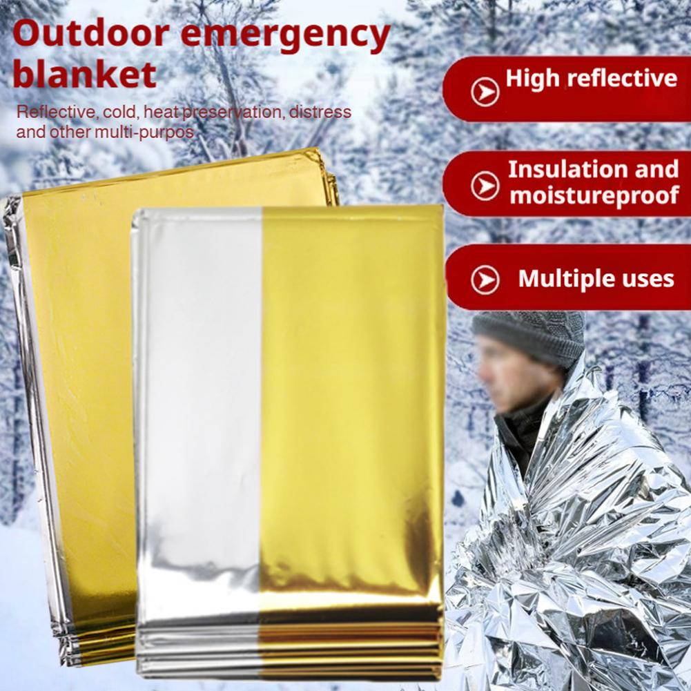 Emergency Mylar Tent - ชุดอุปกรณ์เอาชีวิตรอดฉุกเฉิน ผ้าห่มฉุกเฉินกันความร้อน สำหรับการปฐมพยาบาลผู้ป่วยมีไข้ต่ำ ใช้ในแคมป์ ป้องกันความหนาว รักษาความอบอุ่น