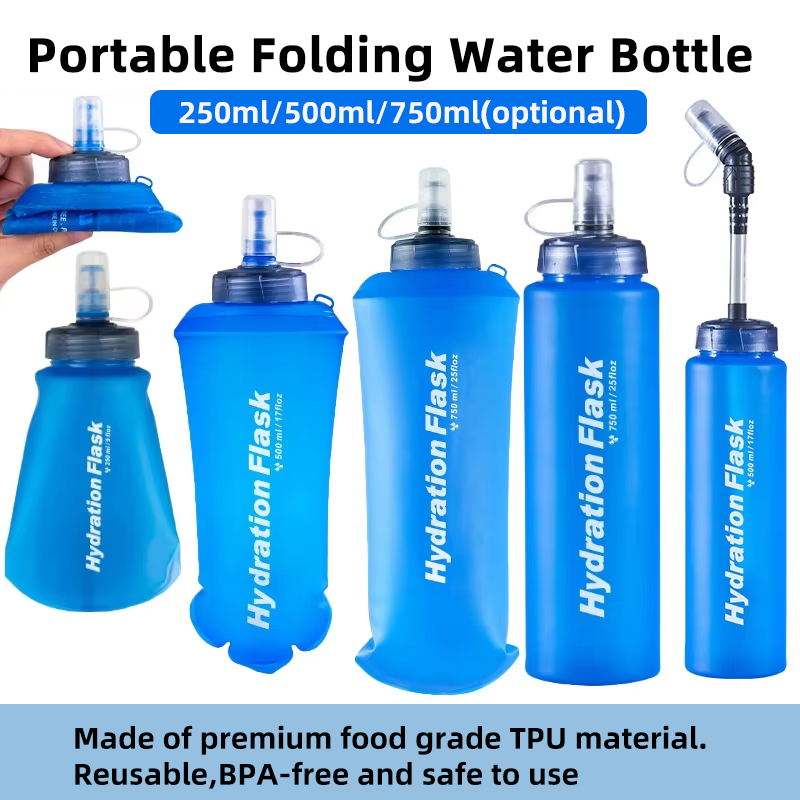 250ml 500ml 750ml ขวดน้ําพับแบ - Water Bag Collapsible บทวิจารณ์และราคา